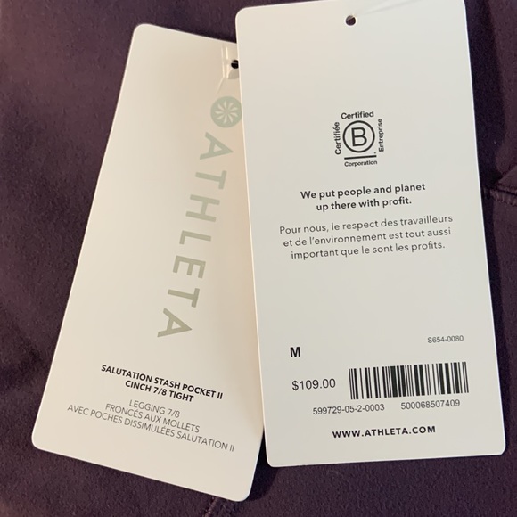 ATHLETA Salutation Stash Pocket II Cinch 7/8 Tight - Picture 4 of 4